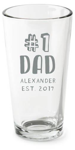 Number One Dad Pint Glass, Etched Pint, Set of 1, White