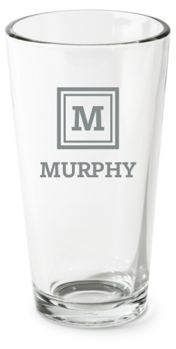 Framed Monogram Series Pint Glass, Etched Pint, Set of 1, White