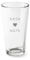 perfect pair heart pint glass