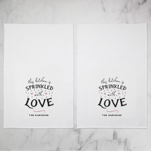 Sprinkled With Love Tea Towel, Set of 2, White