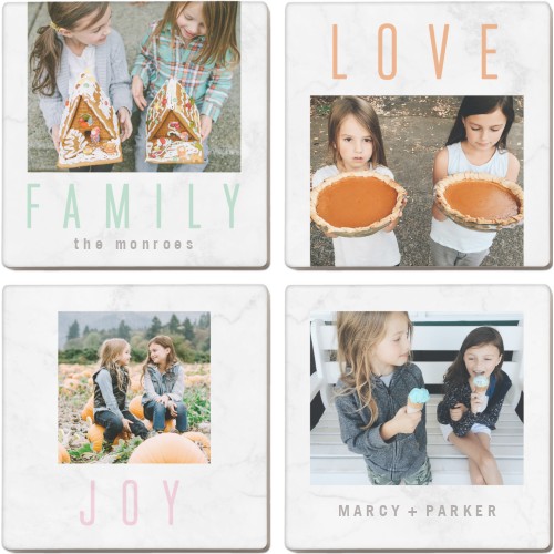 Marble Color Set Ceramic Coasters, Set of 4, Gray