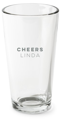 Bold Cheers Pint Glass, Etched Pint, Set of 1, White