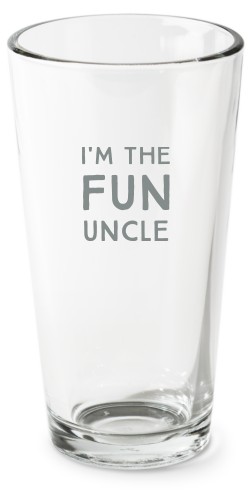 Fun Uncle Pint Glass, Etched Pint, Set of 1, White