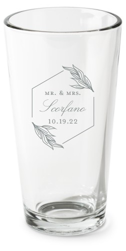 Traditional Wedding Pint Glass, Etched Pint, Set of 1, White