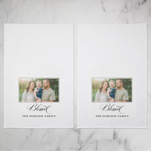 Blessed Tea Towel, Set of 2, White, white