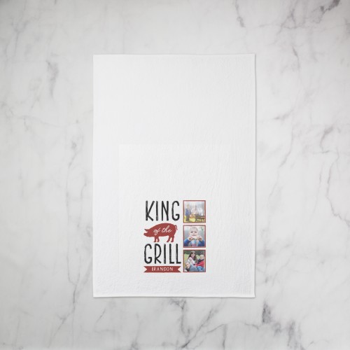 King of the Grill Tea Towel, Set of 1, Red