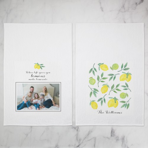 Lemon Sentiment Tea Towel, Set of 2, White, white