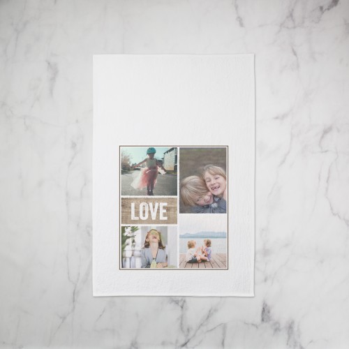 Textured Frames Tea Towel, Set of 1, Brown, camel