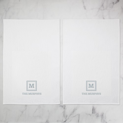 Keyline Monogram Tea Towel, Set of 2, Gray, cement