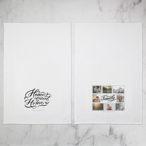 Home Family Joy Set Tea Towel, Set of 2, Black