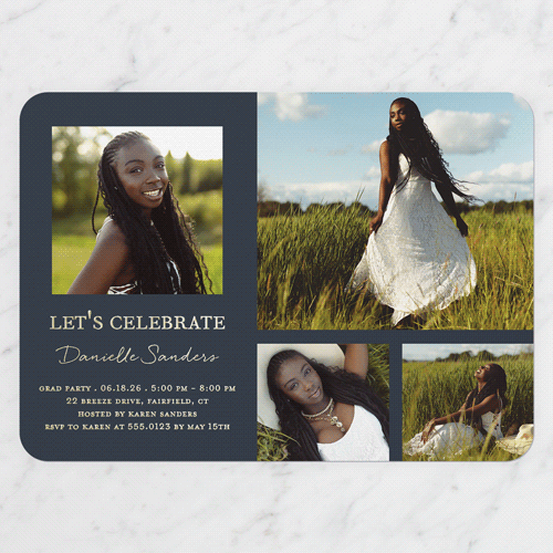 Studious Showcase Graduation Invitation, Black, Gold Foil, 5x7, Write Your Own, Matte, Personalized Foil Cardstock, Rounded, Silhouette