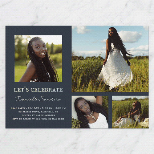 Studious Showcase Graduation Invitation, Iridescent Foil, Black, 5x7, Write Your Own, Matte, Personalized Foil Cardstock, Square, Silhouette