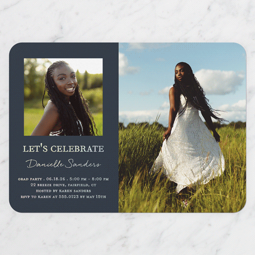 Studious Showcase Graduation Invitation, Iridescent Foil, Black, 5x7, Write Your Own, Matte, Personalized Foil Cardstock, Rounded, Silhouette