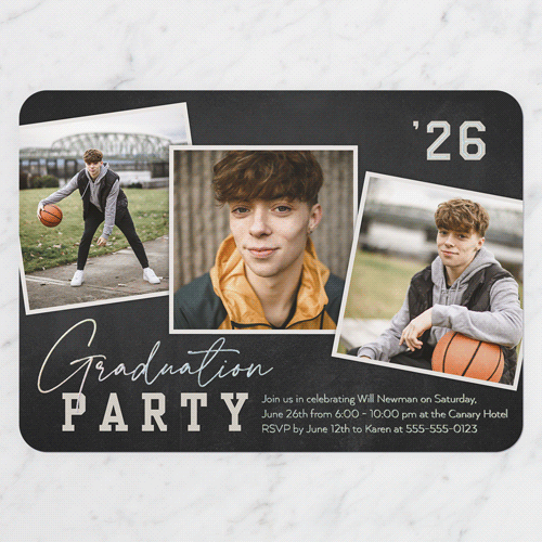 Snapshot Overlay Graduation Invitation, Iridescent Foil, Black, 5x7, Matte, Personalized Foil Cardstock, Rounded, Black