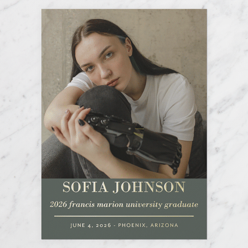 Brilliant Name Graduation Announcement, Green, Gold Foil, 5x7, Write Your Own, Matte, Personalized Foil Cardstock, Square, Forest