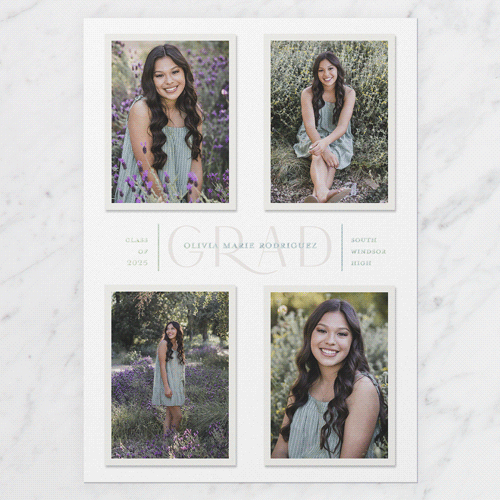 Focus Grad Graduation Announcement, White, Iridescent Foil, 5x7, Matte, Personalized Foil Cardstock, Square
