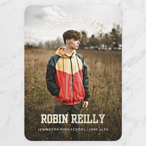 Graduate Highlight Graduation Announcement, Rounded Corners, -Black-Gold Foil-5x7 Digital Foil Card-2023