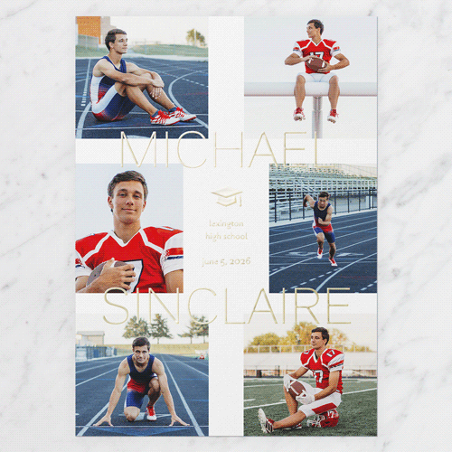 Perfect Star Graduation Announcement, Gold Foil, White, 5x7, Matte, Personalized Foil Cardstock, Square, White