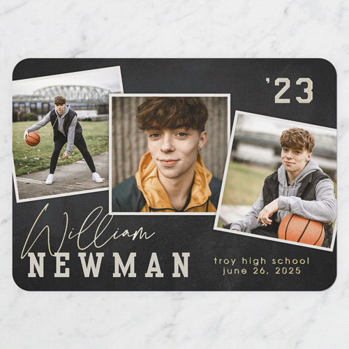 Snapshot Overlay Graduation Announcement, Rounded Corners, Black, Gold Foil, 5x7 Digital Foil Card, 2023
