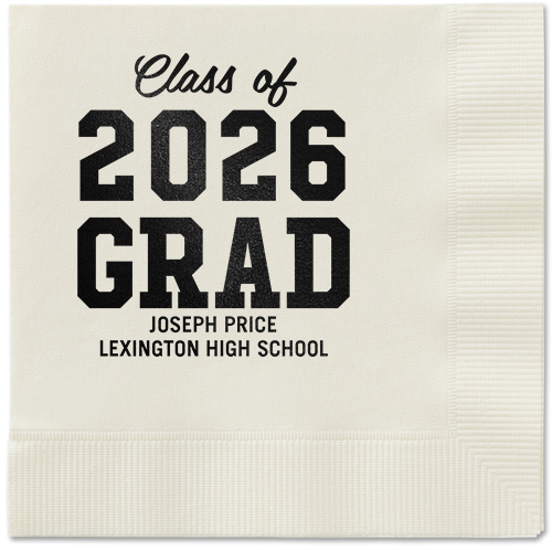 Collegiate Celebration Napkin, Black, Ecru, black