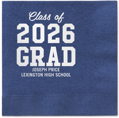 Collegiate Celebration Napkin, White, Navy, white