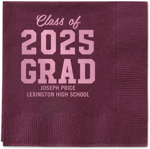 Collegiate Celebration Napkin, Pink, Berry
