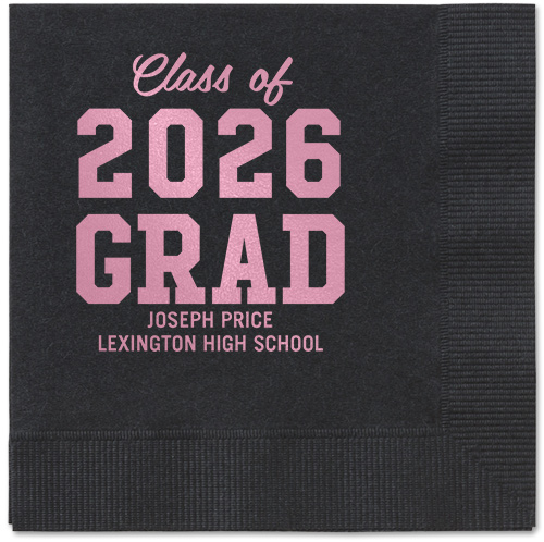 Collegiate Celebration Napkin, Pink, Black, blush