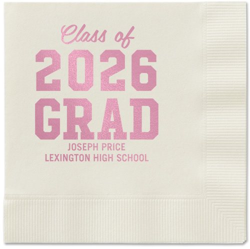 Collegiate Celebration Napkin, Pink, Ecru, blush