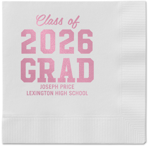 Collegiate Celebration Napkin, Pink, White, blush