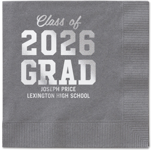 Collegiate Celebration Napkin, Grey, Pewter, silver