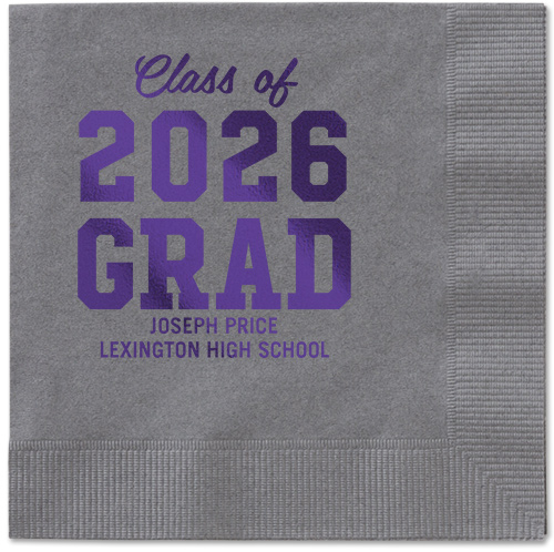 Collegiate Celebration Napkin, Purple, Pewter, purple