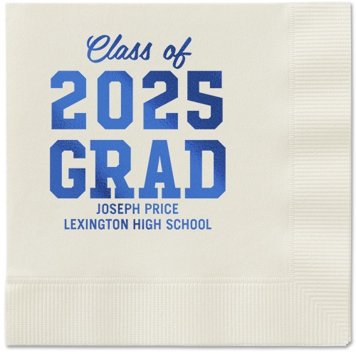 Collegiate Celebration Napkin, Blue, Ecru