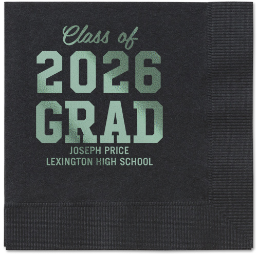 Collegiate Celebration Napkin, Green, Black, sage