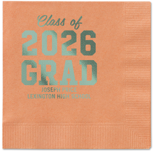 Collegiate Celebration Napkin, Green, Coral, sage