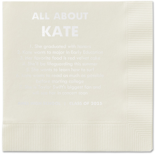 All About Napkin, White, Ecru