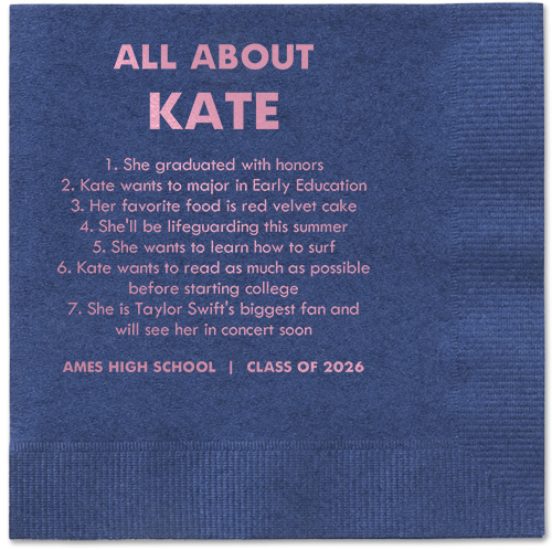 All About Napkin, Pink, Navy, blush