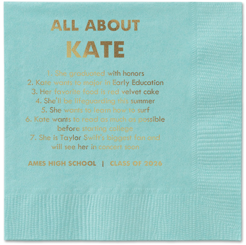 All About Napkin, Yellow, Aqua, gold