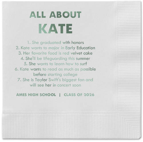 All About Napkin, Green, White, sage