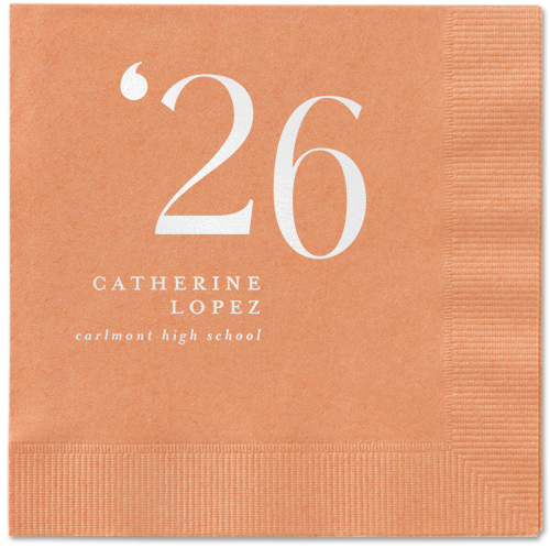 Slanted Style Napkin, White, Coral, white