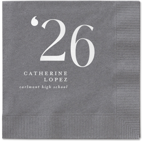 Slanted Style Napkin, White, Pewter, white