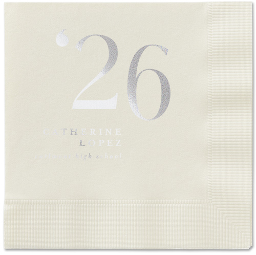 Slanted Style Napkin, Grey, Ecru, silver