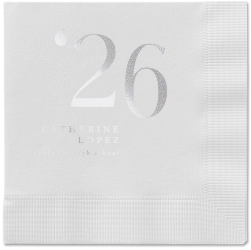 Slanted Style Napkin, Grey, White, silver
