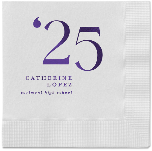 Slanted Style Napkin, Purple, White