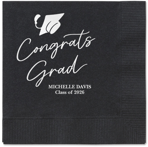 Party Cap Napkin, White, Black, white