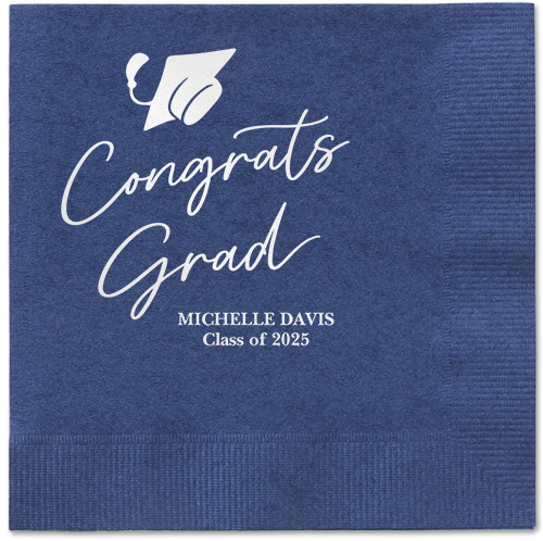 Party Cap Napkin, White, Navy