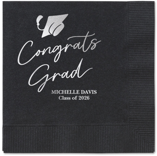 Party Cap Napkin, Grey, Black, silver