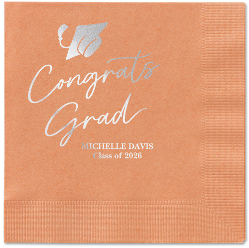 Party Cap Napkin, Grey, Coral, silver