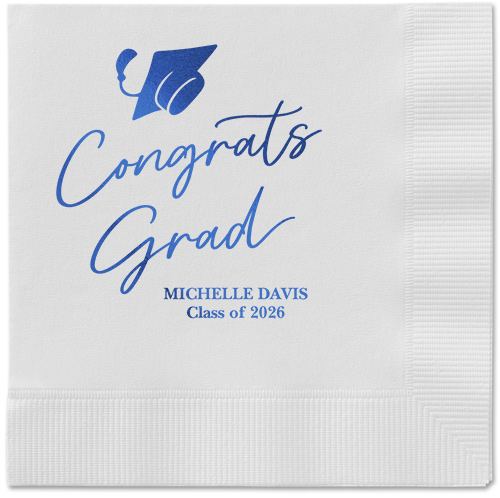 Party Cap Napkin, Blue, White, royal