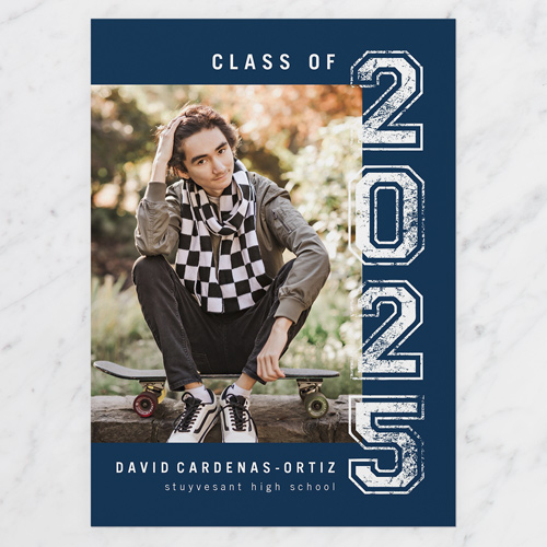 Collegiate Era Graduation Announcement, Blue, 5x7 Flat, Standard Smooth Cardstock, Square