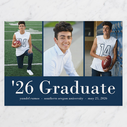 Diploma Time Graduation Announcement, Blue, 5x7 Flat, Write Your Own, Standard Smooth Cardstock, Square, Navy